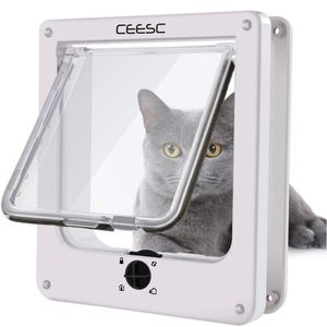CEESC Cat Doors, Magnetic Pet Door with 4 - Way Rotary Lock.  Upgraded Version